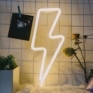 Warm White Lightning Bolt Neon Sign Wall Light